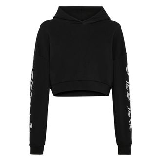 Philipp Plein Hooded Sweatshirt Gothic Plein - Dames - Hoodies - Zwart - XL - Katoen - Hoodies & sweatvesten