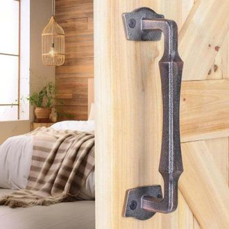OEM Manija De 10 Pulgadas Para Puertas Corredizas De Granero, Portones, Cobertizos De Jard&iacute;n, Garajes, Material Cuadrado De Metal Macizo, Acabado Bronce F
