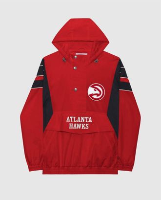 Starter Mens Atlanta Hawks Home Team Half-Zip Jacket In Red