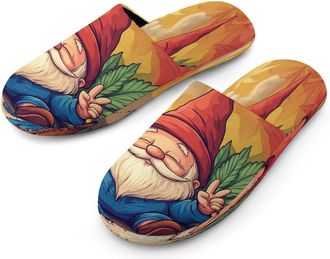 Generic Gnome And Weed Mens Cotton Slippers Memory Foam Comfort House Shoes Winter Indoor Slipper for Hotel Casa Spa