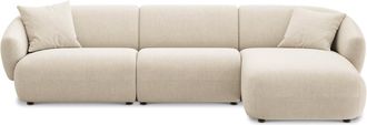 Castlery Auburn Chaise Sectional Sofa Right Facing Customized, (Performance Linen Weave) Cream, Spill Resistant, Modular for Sofas, Castlery Brand