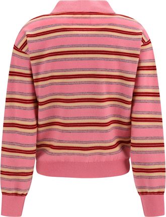 Guest In Residence Womens College Striped Polo Sweater Sprinkle Combo Kashmir-Capra Hircus Kashmir/capra