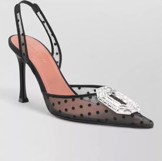 Amina Muaddi camelia slingback 90 polka dot pumps