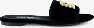 Dolce & Gabbana Sandali in velluto con logo DG frontale - DOLCE & GABBANA - gender_Woman