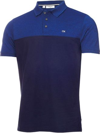 Calvin Klein Mens Colour Block Golf Polo Shirt - Cobalt Marl/Navy - XXL