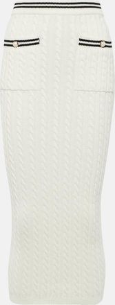 Alessandra Rich Striped cable-knit cotton midi skirt