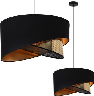 OEM L&aacute;mpara Colgante Asti Inclinada Negra 1 Pantalla Plana Negra-dorada Ts