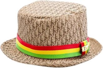 Dior Pre-owned Oblique Trotter Cotton Blend Hat - Dames - Vintage Accessoires - Veelkleurig - ONE Size - Katoen - Vintage