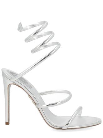 Rene Caovilla Silver Open Toe Heels