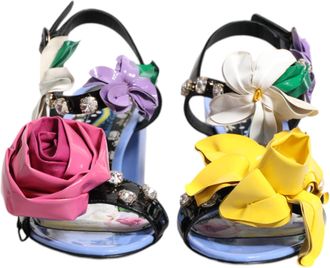 Dolce & Gabbana Multicolor Floral Crystal KEIRA Sandals Womens Shoes