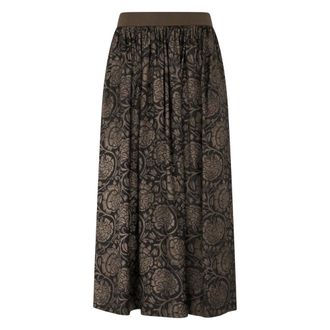 Uma Wang Maxi Skirts, female, Brown, Size: S Floral Midi Skirt