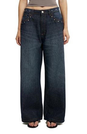 Cotton On Womens Low Super Baggy Jean in Studded Sapphire Blue at Nordstrom, Size 10