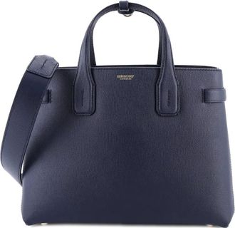 Burberry Banner NM Leather with House Check Canvas Medium tote bag - Blauw