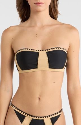 Ramy Brook Leanna Bandeau Bikini Top in Black Colorblock at Nordstrom, Size X-Large