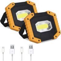 OEM Houhence - Paquete De 2 Luces De Trabajo Led Recargables, 30w, 2000 Lm - Resistente Al Agua Ip65 - Cable Usb Incluido - Para Camping Y Reparaciones De