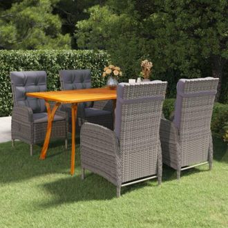 vidaXL Juego De Comedor Para Jard&iacute;n 5 Piezas Gris Vidaxl