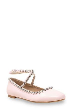 Chase + Chloe by Intouch Footwear Rhinestone Trim Ballet Flat in Pink Pu at Nordstrom Rack, Size 8