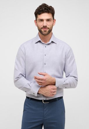 Eterna Langarmhemd ETERNA COMFORT FIT, Herren, Gr. 41, Normalgr&ouml;ssen, grau, Twill, 59% Baumwolle, 41% Leinen, normal, Manschette, Hemden Langarmhemd, EASY IR