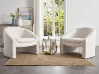 Vente-Unique Poltrona in Tessuto bouclette Bianco - OSSANA