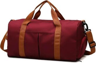 Generic Compatible For Fitness Bag Fashion Luggage Mens Casual Large Capacity Sports Handbag Travel Storage Simple Zipper(Wine red)