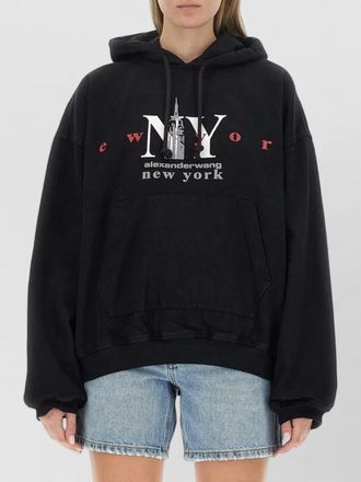 Alexander Wang logo hooded sweatshirt graphic front pocket