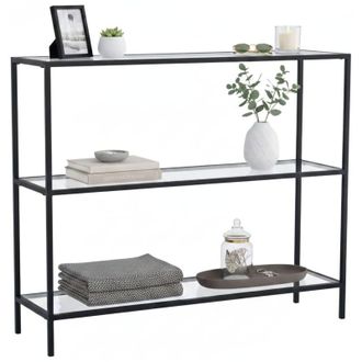 Dmora Consolle Elara, Tavolo multiuso, Mobiletto dappoggio, Scrivania da corridoio, 100x30h85 cm, Nero, con imballo rinforzato, con imballo rinforzato