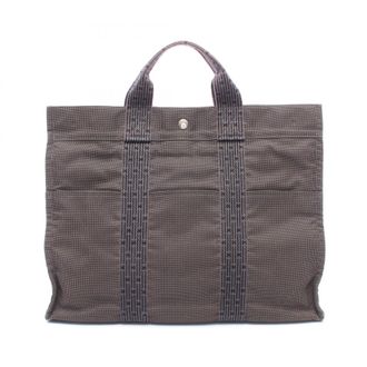 Herm&egrave;s Gray Canvas Handbag Tote Bag (Pre-Owned)