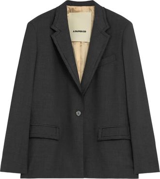 A Paper Kid notched lapel pocket jacket - women - Viscose/Polyester/Wool/Elastane - 42 - Grey