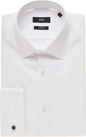 HUGO BOSS Slim Fit Hemd met Franse Manchetten - Heren - Zakelijke Overhemden - Wit - 4XL - Katoen - Overhemden