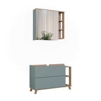 Vicco Conjunto De Muebles De Ba&ntilde;o Karen, Sonoma/azul, 2 Partes