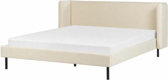 Beliani Beliani - Letto con rete a doghe velluto beige 160 x 200 cm testiera e gambe nere Arette
