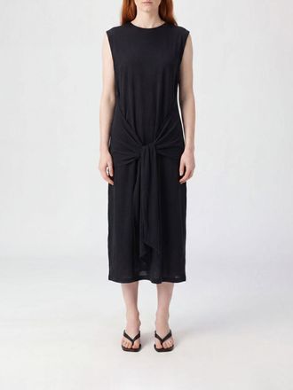 Toteme Sleeveless Jersey Sheath Midi Dress with Waist Knot and Lace