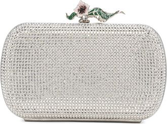 Bottega Veneta Knot Crystal Flower Clutch in White/Silver at Nordstrom