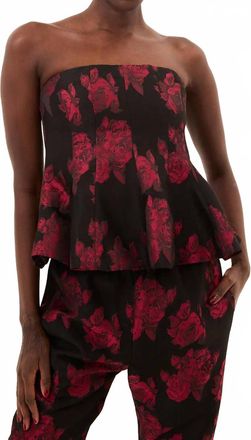 Misa Piper Peplum Top In Rose
