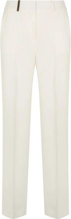 PESERICO Rechte katoenen elastische broek - Dames - Straight fit broeken - Wit - L - Katoen - Broeken