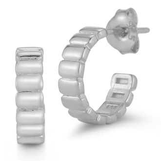 Glaze Jewelry Sterling Silver Small Ribbed Hoops