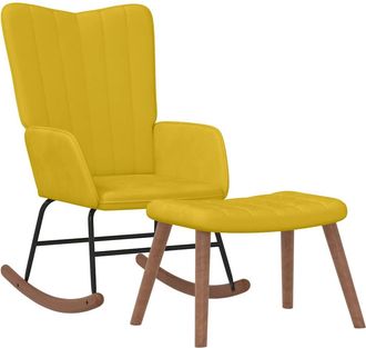 vidaXL Silla Mecedora Con Reposapi&eacute;s Tela Amarillo Mostaza Vidaxl
