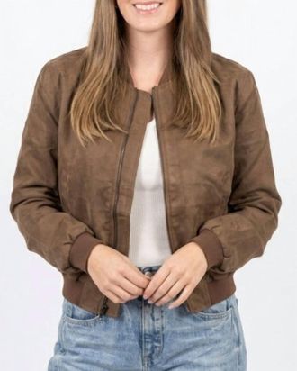 Promesa Burnout Bomber Jacket In Brown