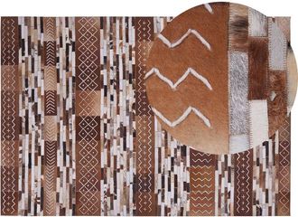 Beliani Rug HEREKLI Brown 140 x 200 cm Leather