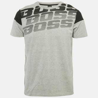 HUGO BOSS Boss By Hugo Boss Grey Printed Jersey Crewneck T-Shirt