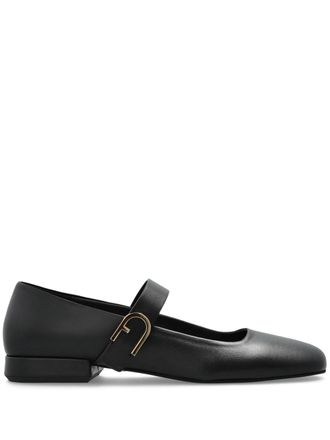 Furla White Pointed Toe Minimalist Strap Flats
