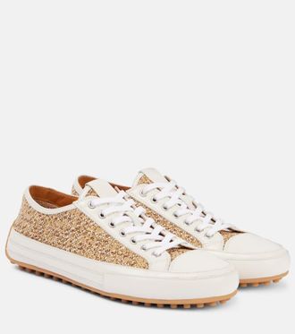 Tod's Leather-trimmed tweed sneakers