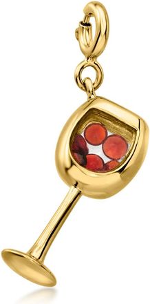Ross-Simons Garnet Wine Glass Charm in 18kt Gold Over Sterling