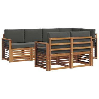 vidaXL Conjunto De Sof&aacute; Seccional Con Coj&iacute;n 7 Pcs Natural Y Antracita Vidaxl