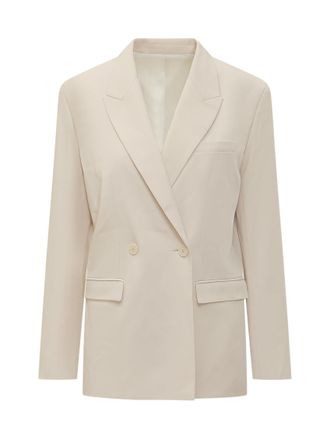 Isabel Marant Beige Solid Notched Lapel Blazer