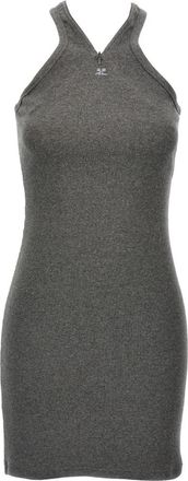 Courr&egrave;ges Criss Cross 90s Mini Dress - Dames - Korte kleedjes - Grijs - M - Katoen - Kleedjes