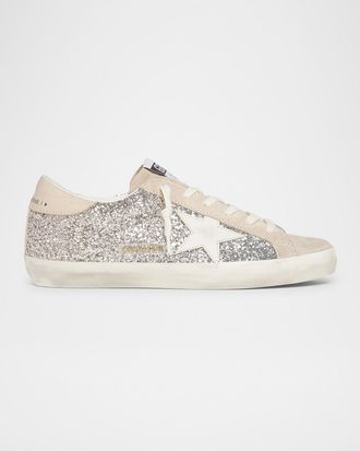 Golden Goose Super-Star Glitter Leather Low-Top Sneakers