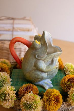 Kalalou Ceramic Frog Pitcher Vase