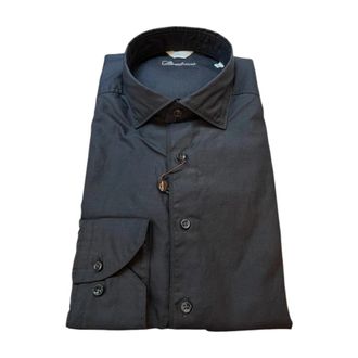 Stenstr&ouml;ms Grijze Slimline Twill Overhemd - Heren - Casual Overhemden - Grijs - S - Katoen - Overhemden