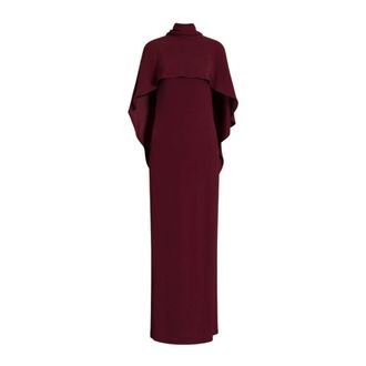 Alberta Ferretti Long Dress with Cape Detail and Back Bow - female - Alberta Ferretti - Gowns - Red - 2XL - Dresses